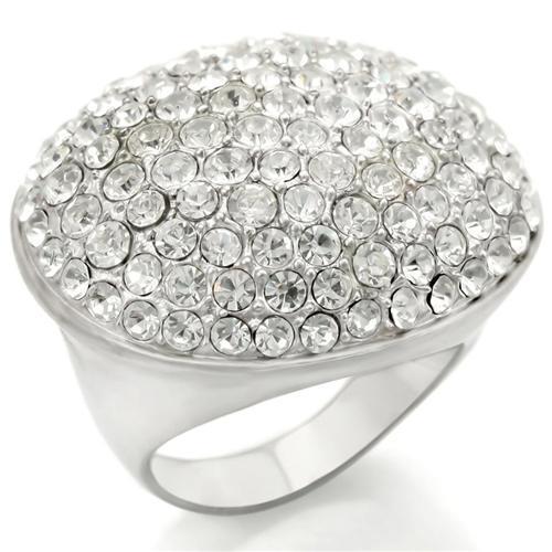 JCE348 Rhodium+Brushed Brass Ring with Top Grade Crystal  in Clear