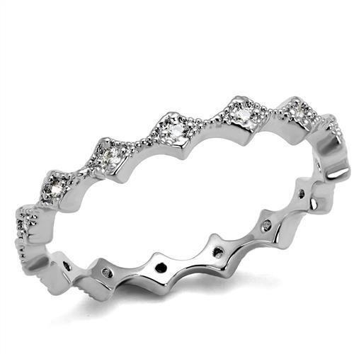 JCE1231 Rhodium Brass Ring with AAA Grade CZ  in Clear