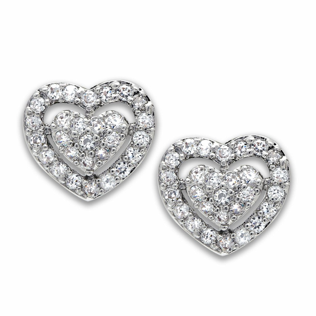 JCE2042 Rhodium Brass Earrings with AAA Grade CZ  in Clear-Default Title