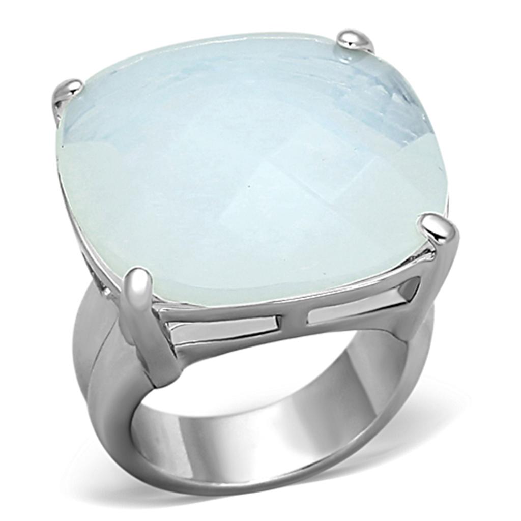 JCEA910 Rhodium Brass Ring with Synthetic Synthetic Glass in Aurora Borealis (Rainbow Effect)