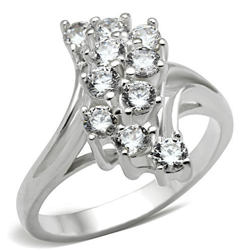 JCE033 Silver 925 Sterling Silver Ring with AAA Grade CZ  in Clear